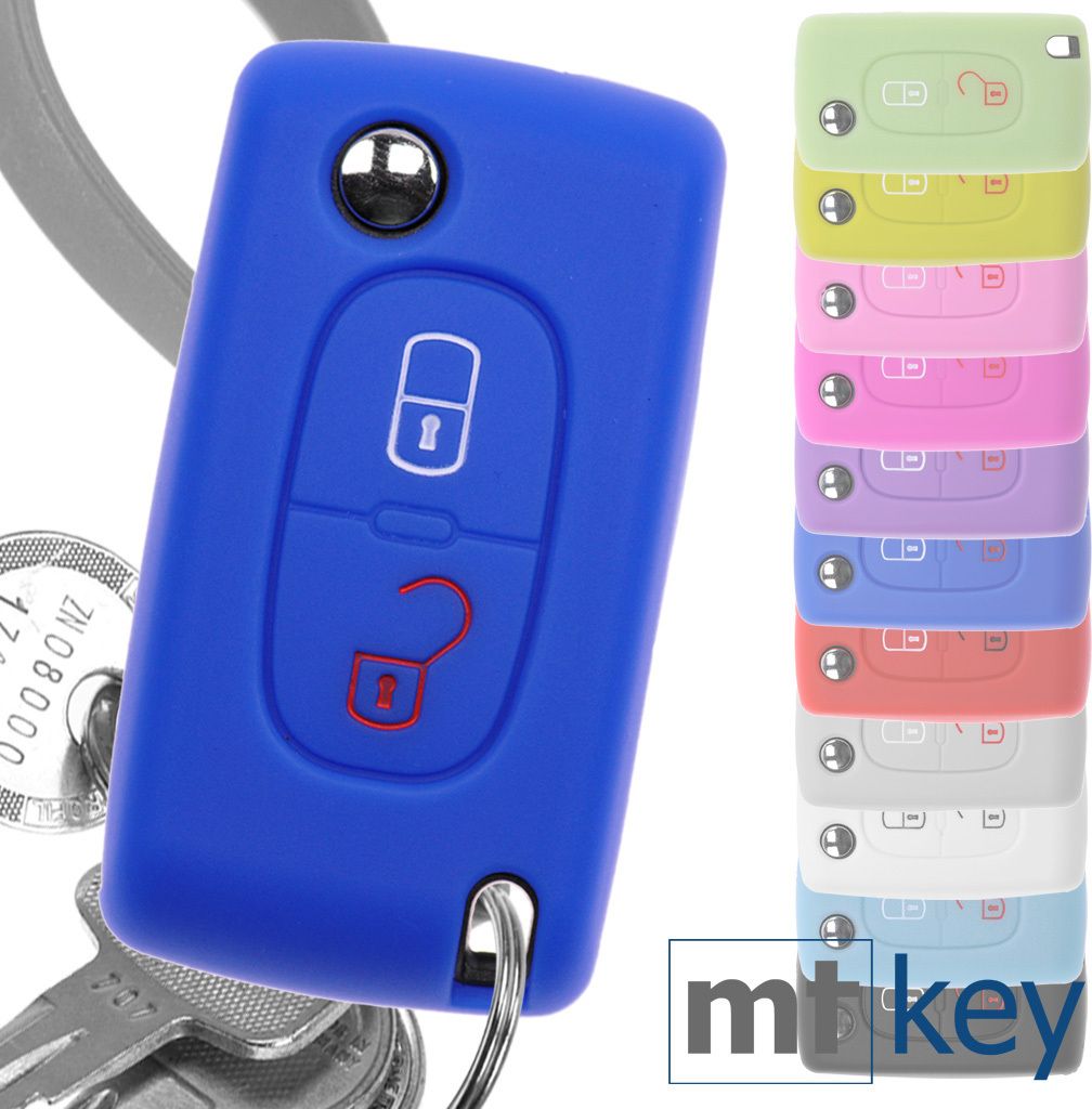 Auto Schlüssel Hülle Silikon Schutz Cover Blau kompatibel Produktbild 
