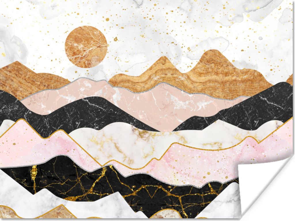 MuchoWow Poster Marmor - Gold - Pastell 160x120 cm - Foto Plakat