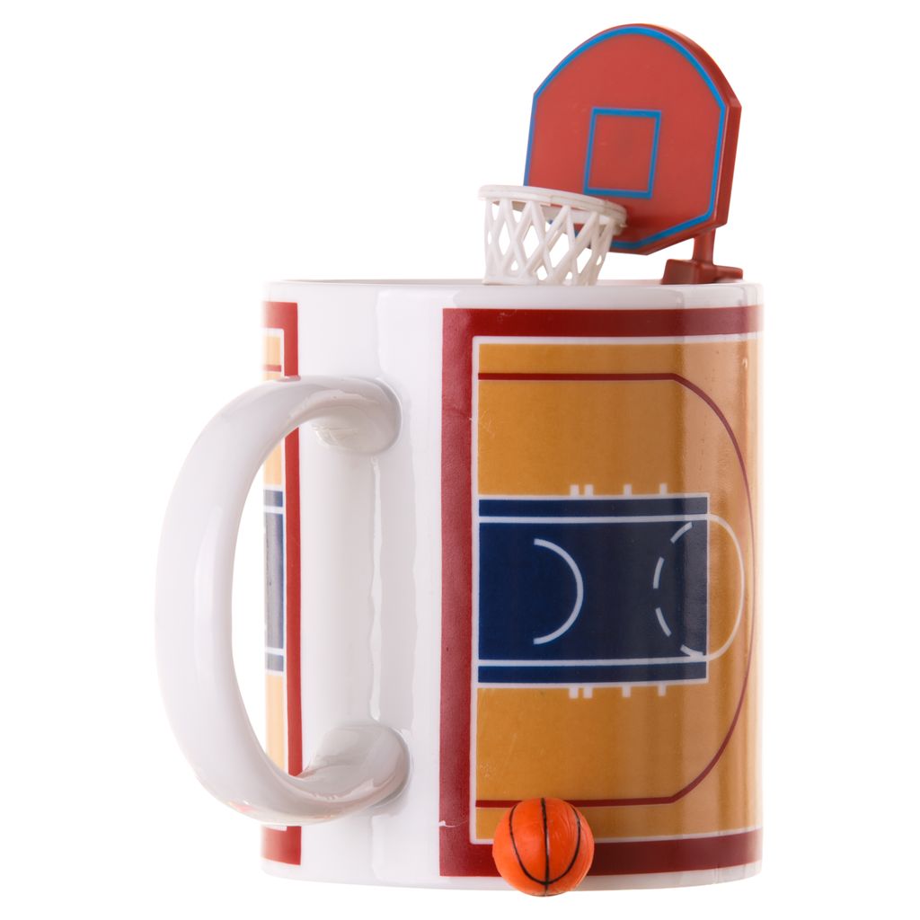 Winkee - Basketball Tasse mit Korb und Ball | Sport Kaffeebecher mit Spielfunktion für Basketball Fans