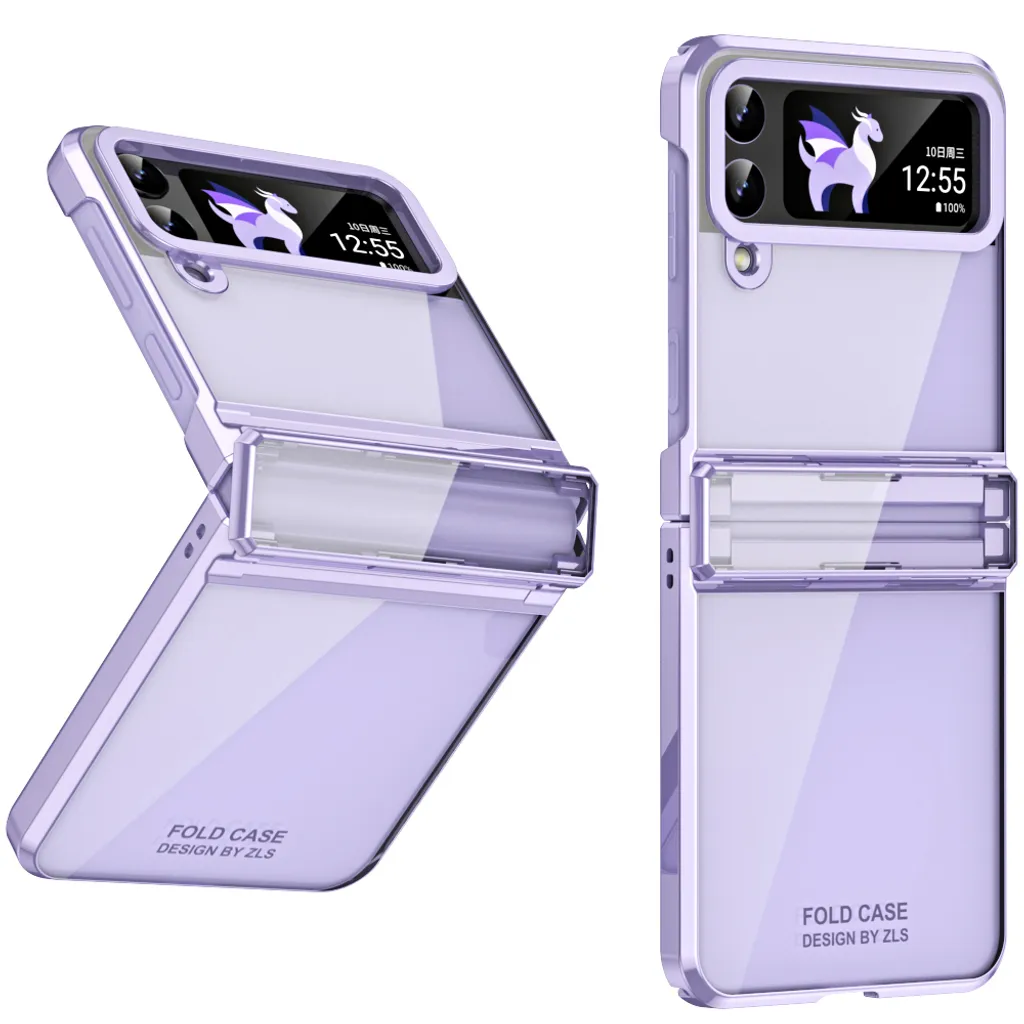 Custodia Elegante Samsung Galaxy Z Flip 3 Viola Trasparente con Cerniera