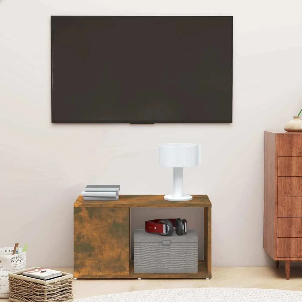 The Living Store Mobile TV in rovere fumé 60x24x32 cm Materiale in legno