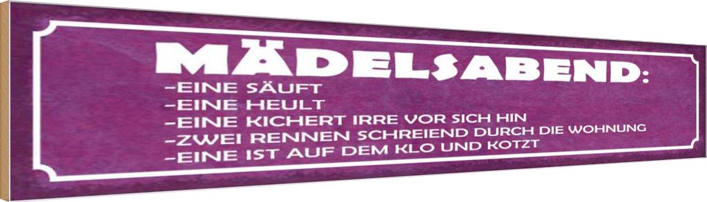 vianmo Holzschild 10x46 cm Mädelsabend eine säuft heult Spruch Zitat