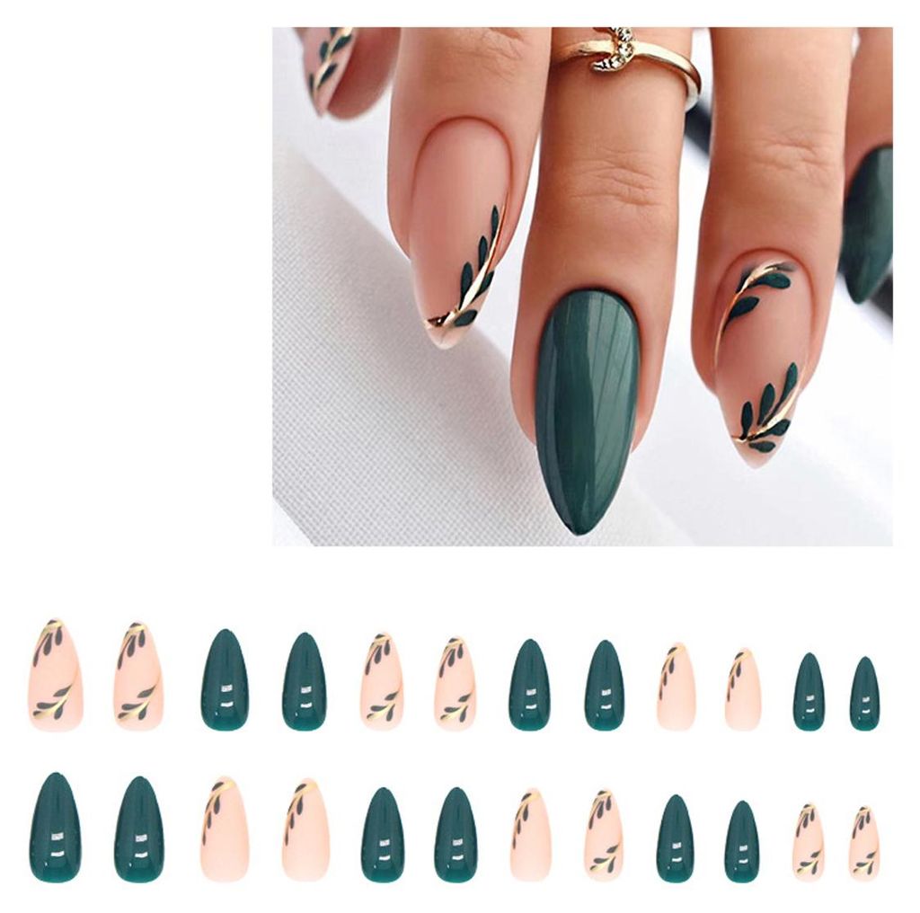 24 Stück künstliche Fingernägel zum Aufkleben, kurze künstliche Fingernägel zum Aufkleben, Sargnägel für Damen mit Schmetterlingsdesign, gl...