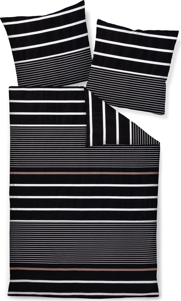Janine Design Bettwäsche-Garnitur Mako-Satin 87105 J. D. Farbe nougat schwarz Größe 135x200+80x80