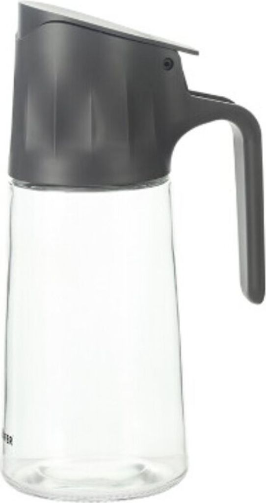 Elegante und Auslaufsichere 500-ml - Öl-, Essig- oder Dressing Flasche aus Glas Anthrazit