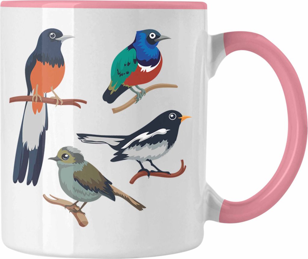 Trendation - Arten von Vögeln Vogel Tasse Geschenk Grafik Geschenkdiee für Vogel-Liebhaber (Rosa)