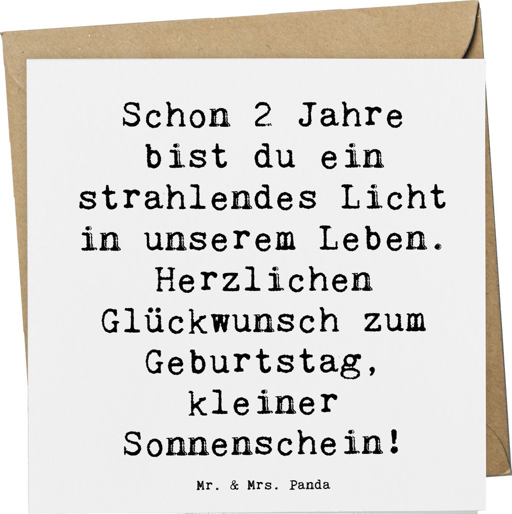 Mr. & Mrs. Panda Glückwunschkarte Spruch 2. Geburtstag Licht - Weiß - Geschenk, kleiner Sonnenschein, Happy Birthday, faltkarte, Klappkarte, Gru...