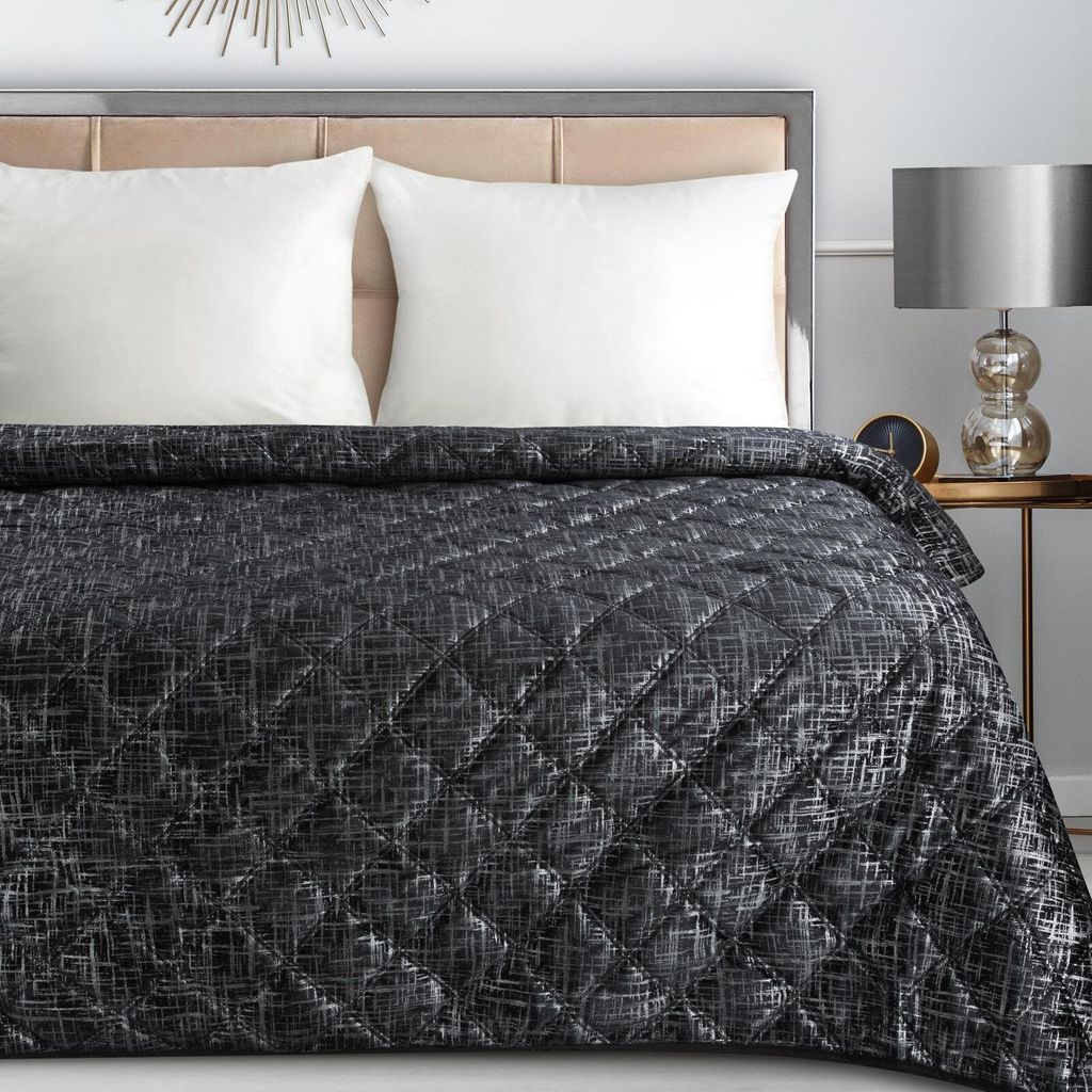 Eurofirany Tagesdecke 220x240 cm schwarz Bettüberwurf gesteppt