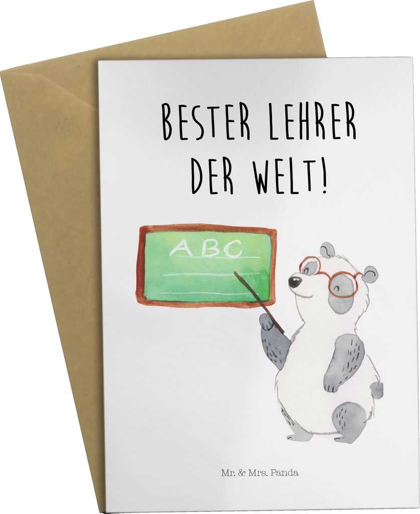 Mr. & Mrs. Panda neujahrskarte Panda Lehrer - Weiß - Geschenk, osterkarte, osterkarten, hochzeitskarten, weihnachtskarten, einladungskarten, Lusti...