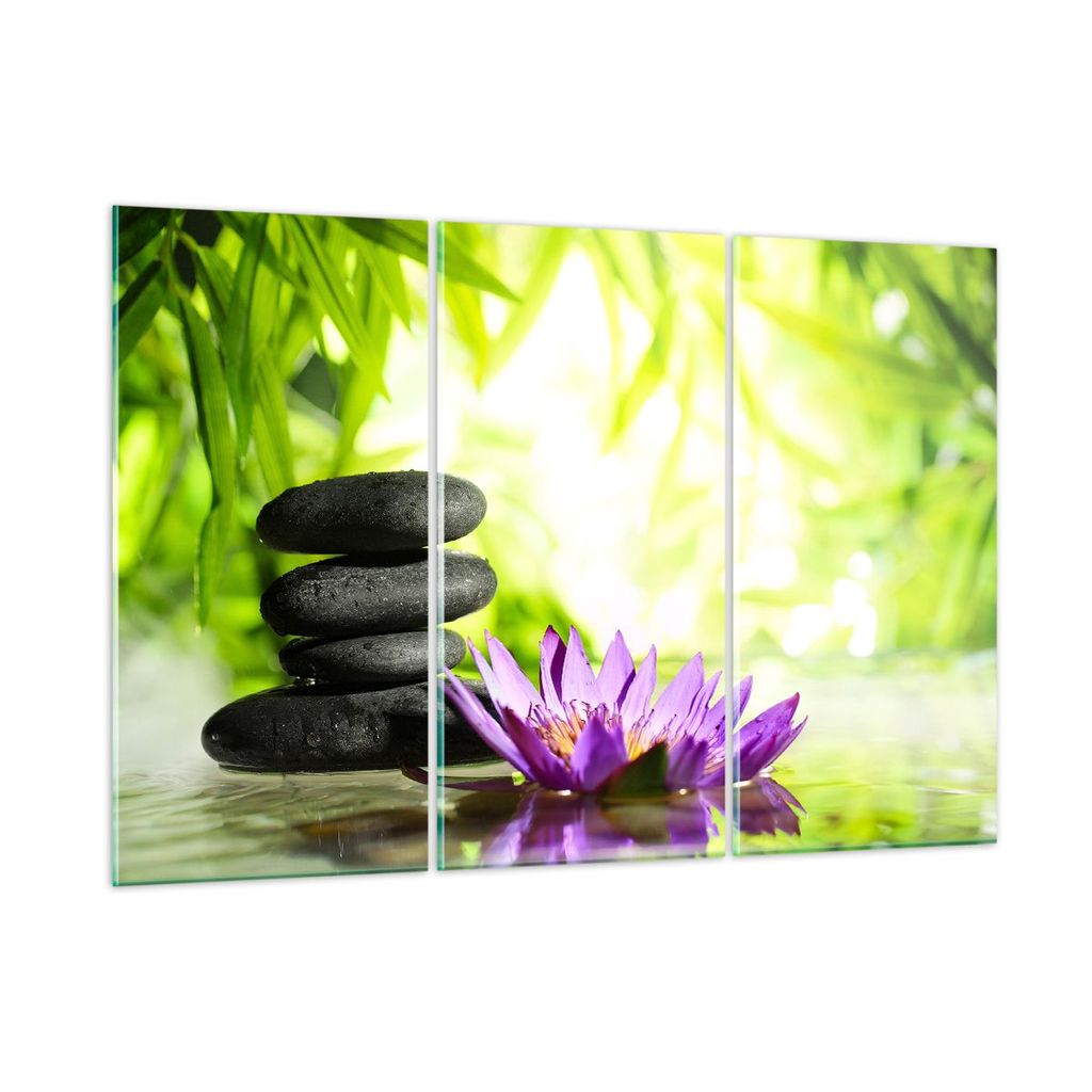 Bilder auf glas - Spa bambus blume wasser - 165x110cm - Glasbilder - Wandbilder - Kunstdruck - zum Aufhängen bereit - Wanddekoration aus Glas - Gl...