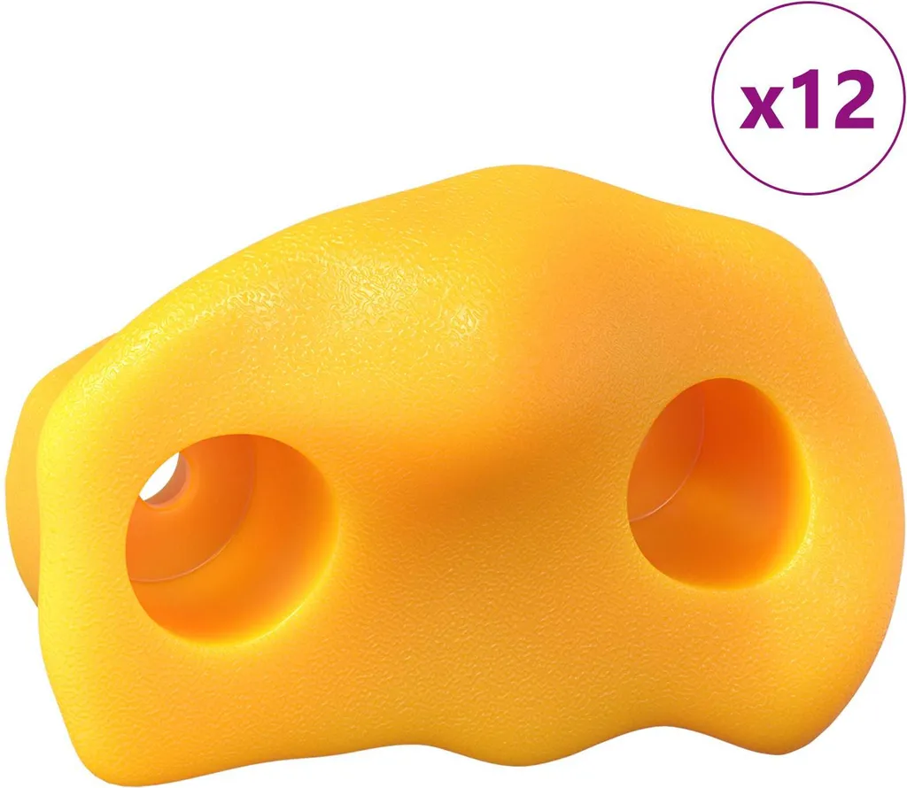 vidaXL Sorregge per l'arrampicata 12 pezzi Giallo 100 x 67 x 43 mm PP