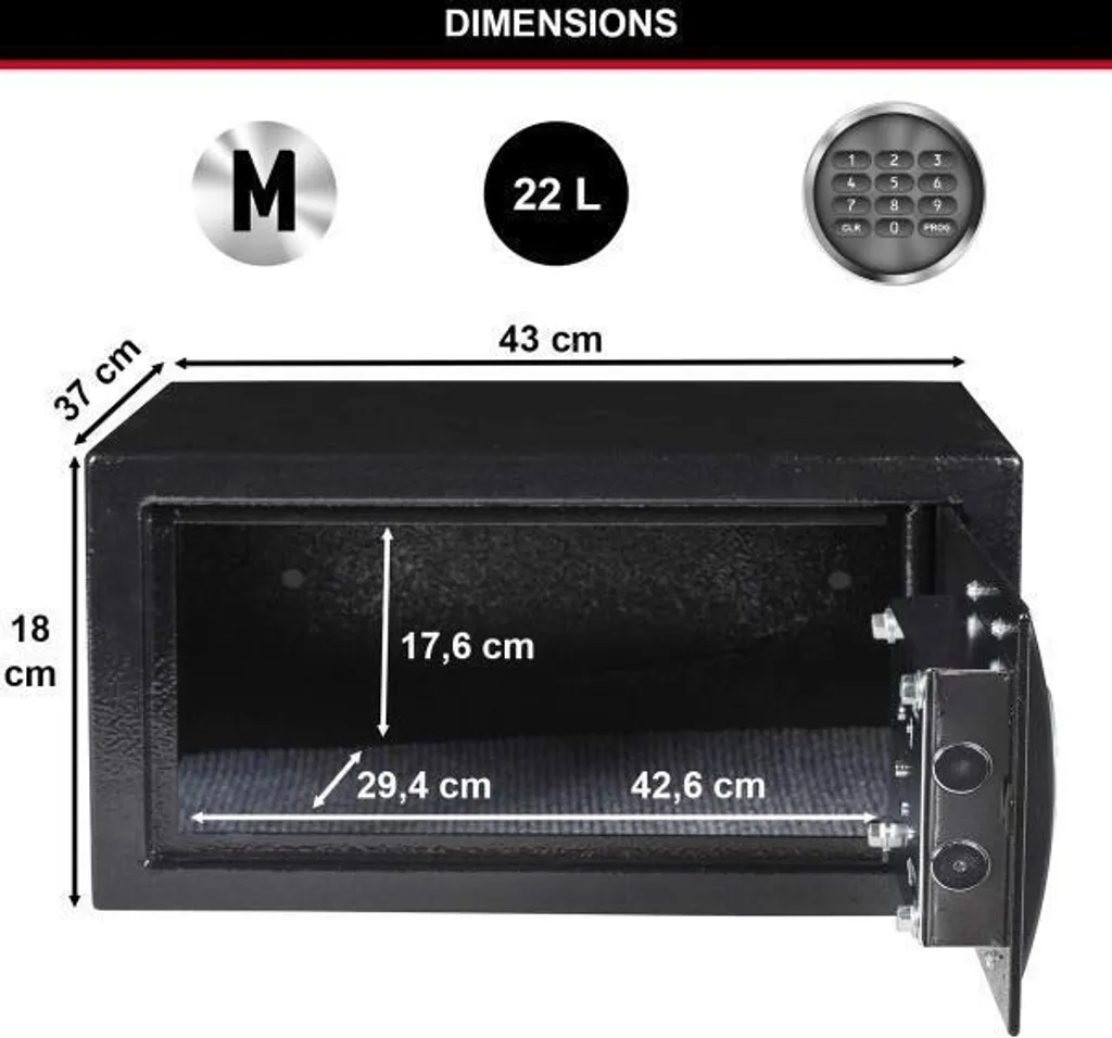 Coffre MasterLock X075ML à Code et Clé - Capacité 22L - Acier Robuste - 12