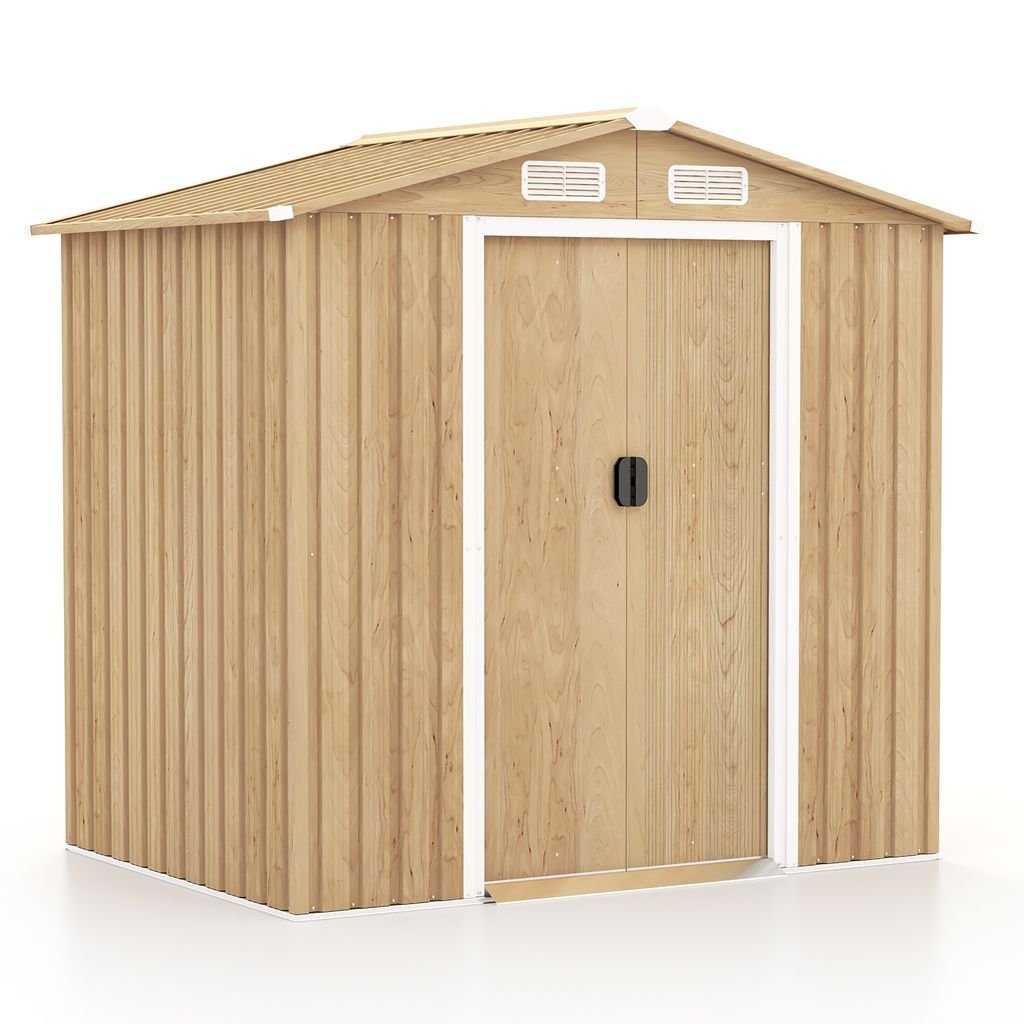 GOPLUS Metall Gerätehaus 2,34 m2, 4,36 m³, Gartenhaus mit Türgröße: 82,5x155cm, Pultdach, Geräteschuppen abschließbar, Geräteschrank Garte...