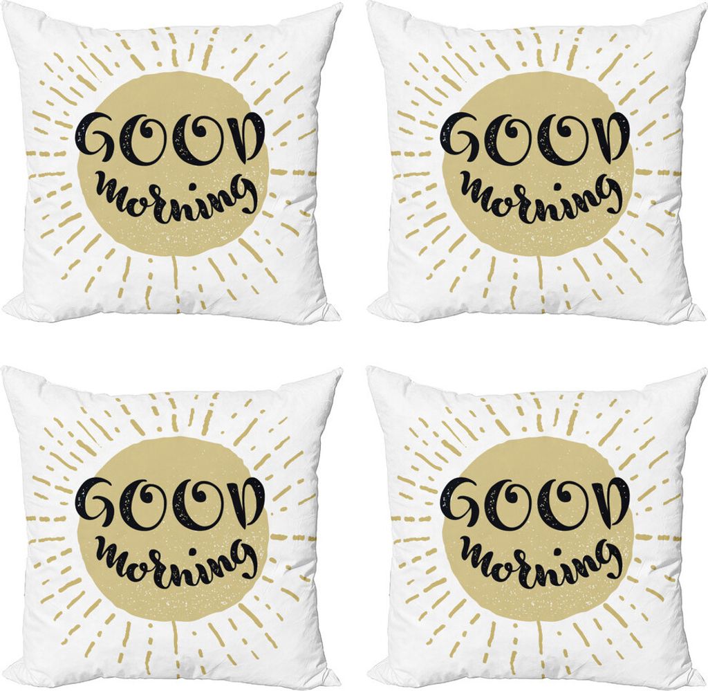ABAKUHAUS Sprichwort Kissenbezug Set (4 Stück), Cartoon Sun, Moderner Doppelseitiger Digitaldruck, 40 cm x 40 cm, Sepia und Khaki