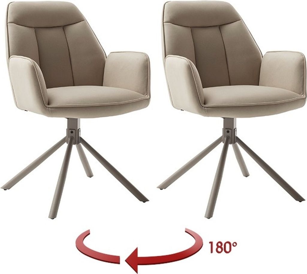 Armlehnstuhl >RAFAELA< (2er-Set) drehbar, Bezug cappuccino - 62x89x64 (BxHxT)