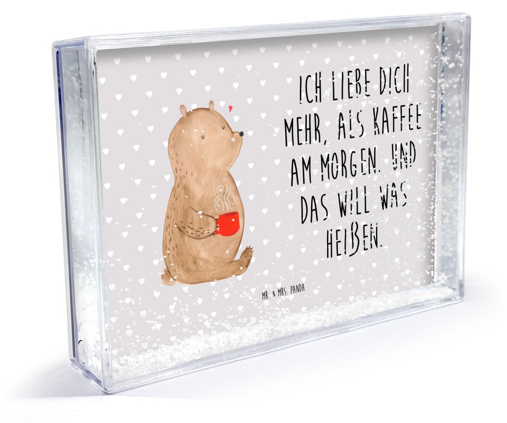 Mr. & Mrs. Panda Bilderrahmen Bär Morgenkaffee - Grau Pastell - Geschenk, 3D-Bilderrahmen, Mitbringsel, dekoartikel, Valentinstag, für Freundin, ...