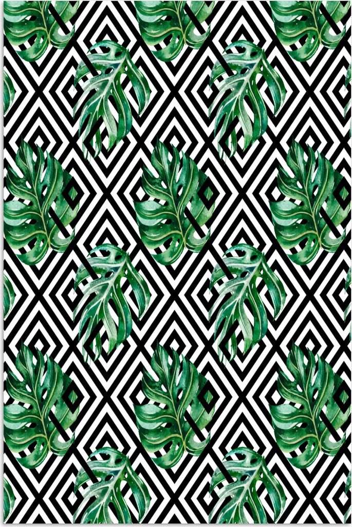 MuchoWow Poster Monstera - Abstrakt - Muster 80x120 cm - Papierdruck