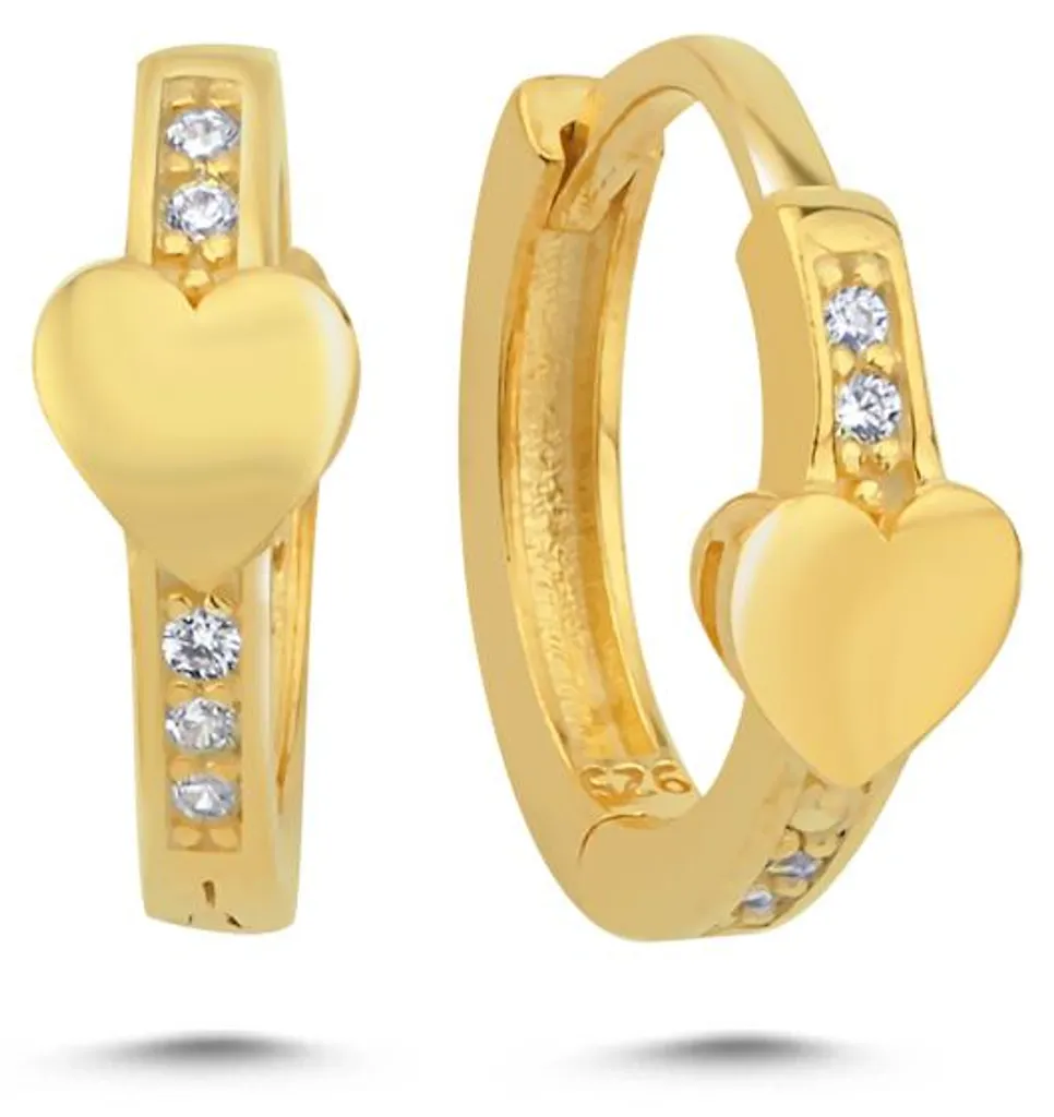 Boucles d'oreilles créoles en argent plaqué or et cœur en cristal