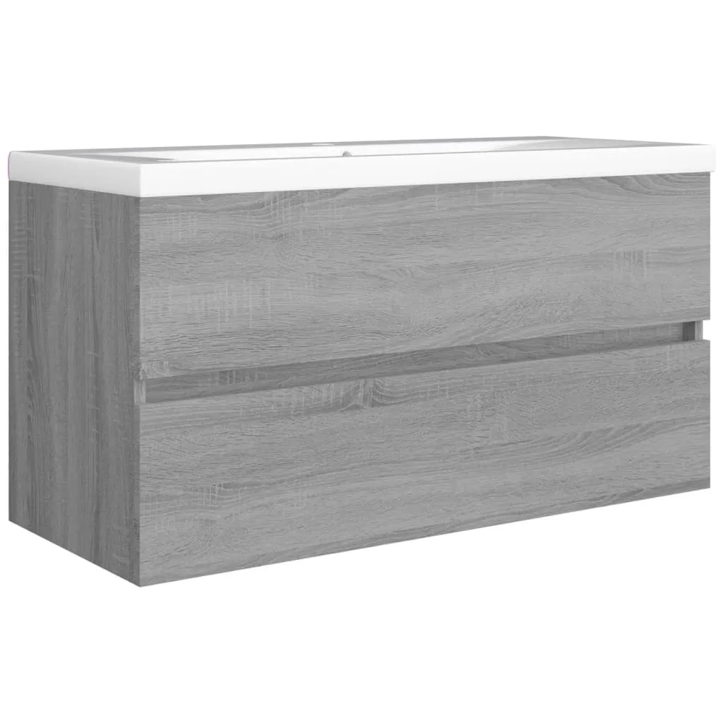 Meuble de salle de bain pour vasque Gris Sonoma 90 cm de large vidaXL