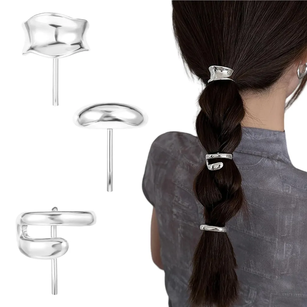 Barrettes métal argentées anti-glisse 2,5 cm pour queues de cheval