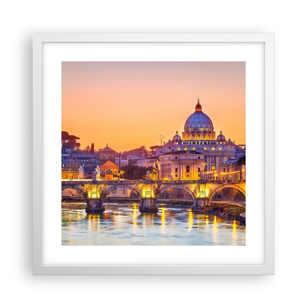 Gerahmtes Poster - Weißer Rahmen - Rom Italien Basilika Geschichte - 40x40 cm - Wand Bild - Wanddeko - Wandbilder - Wandposter - Bilderrahmen - Bi...