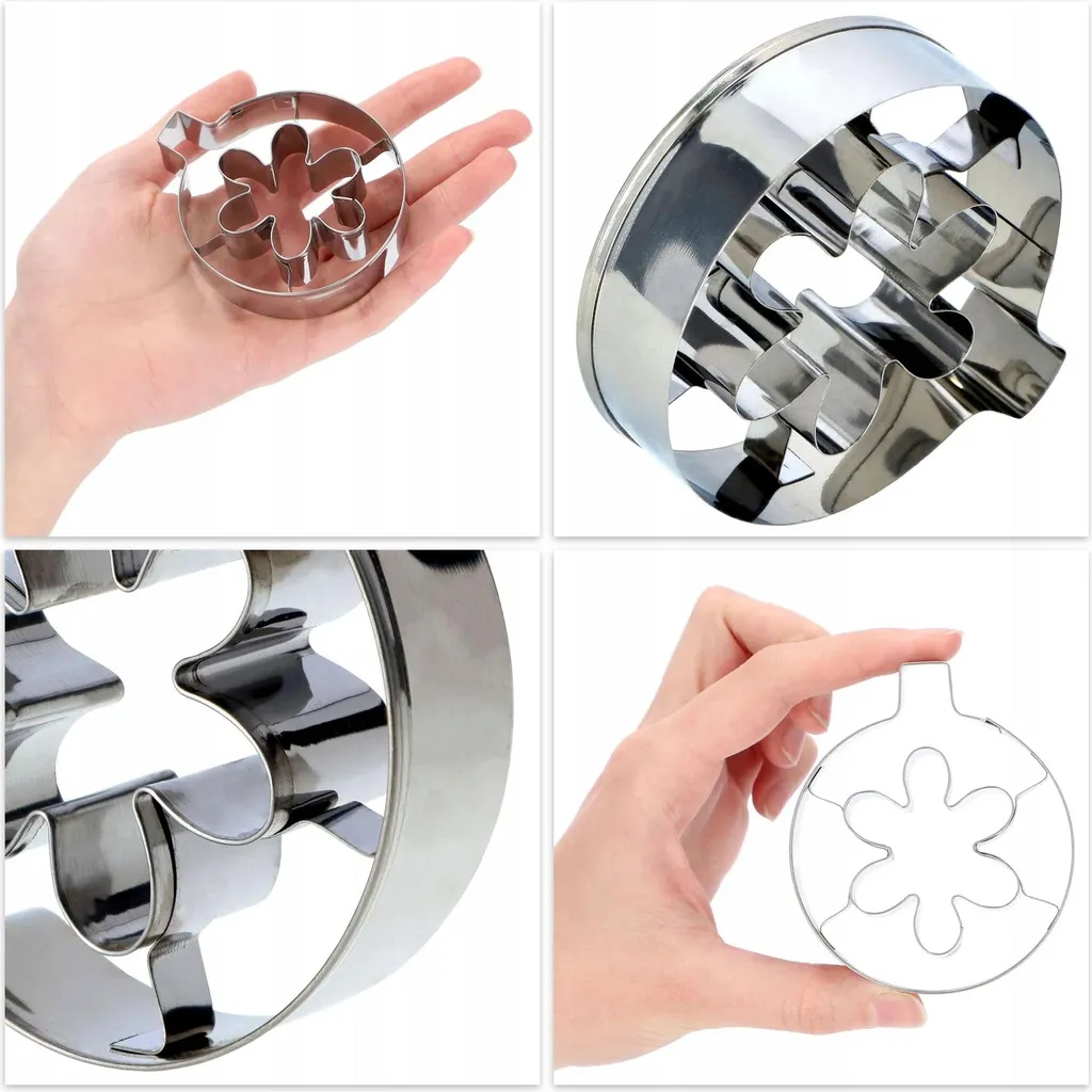 Formine per biscotti con motivi natalizi - Set - 3 pezzi - Metallo - Argento - Formine per biscotti