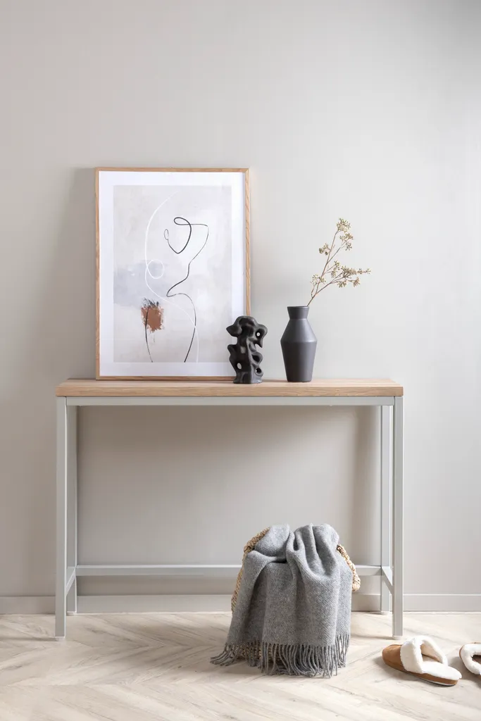 Table console Rise 30x110 cm finition frêne gris avec structure robuste - 7
