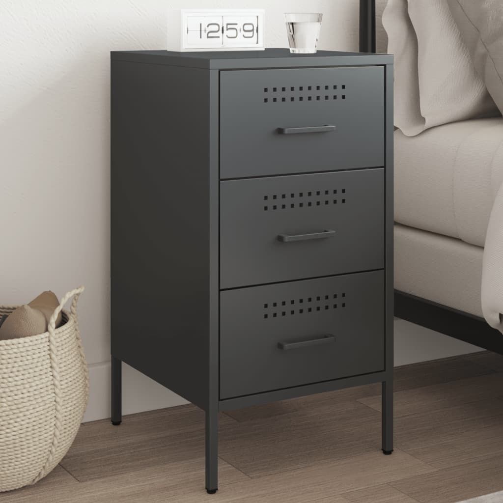 Maison Exclusive - Nachttisch Schwarz 36x39x68 cm Stahl