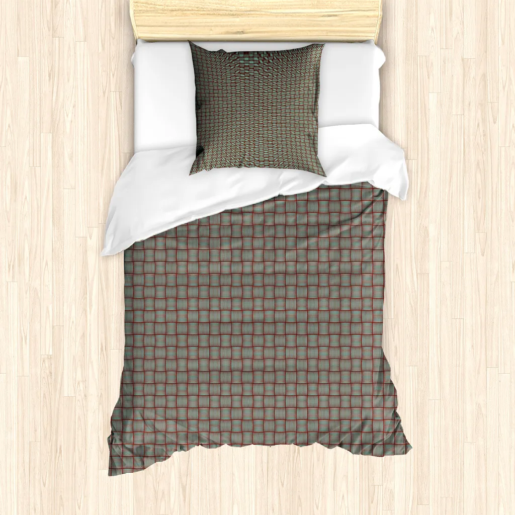 Copripiumino Singolo ABAKUHAUS Antiacaro | Righe Marrone Blu 135x200