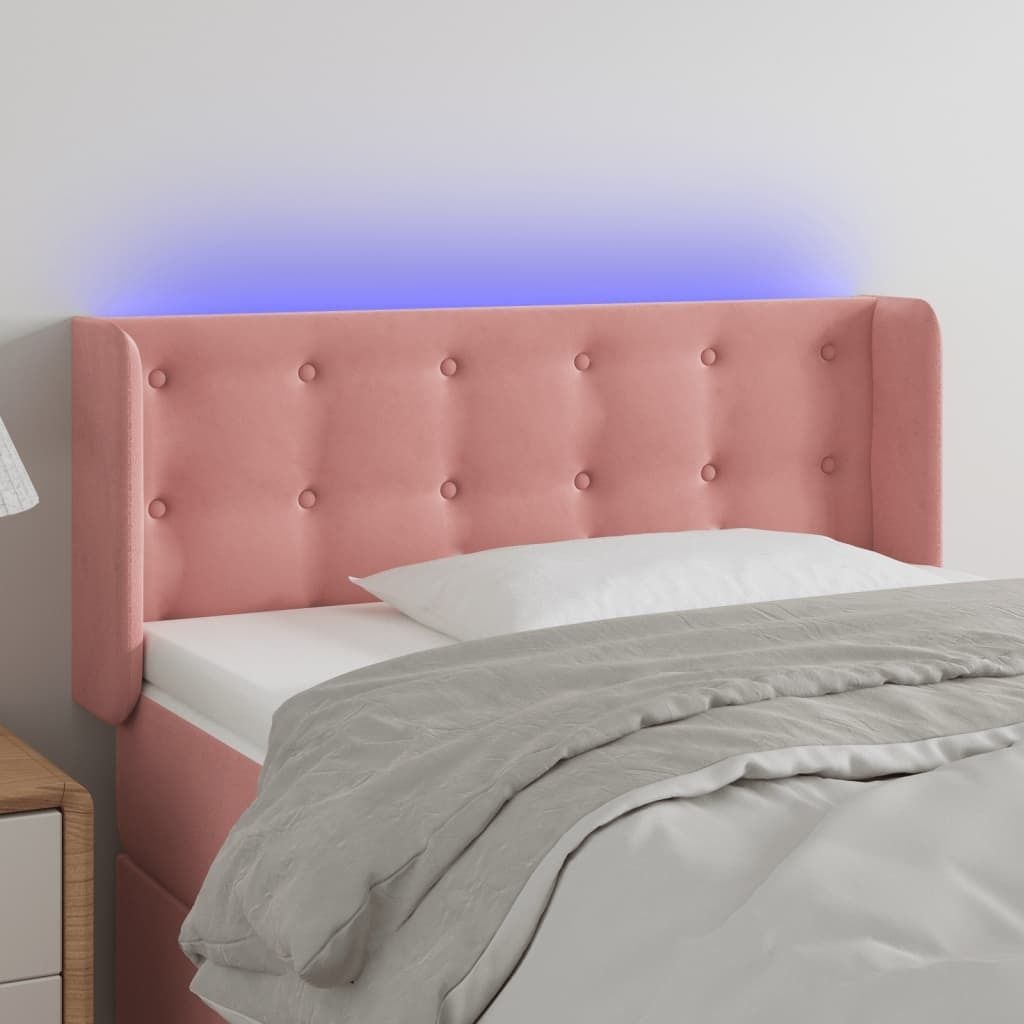 vidaXL LED Kopfteil Rosa 93x16x78/88 cm Samt - LED Kopfteil - LED Kopfteile - Kopfteil - Bett-Kopfteil