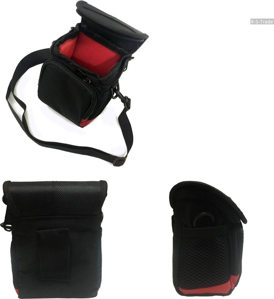 K-S-Trade Kameratasche Fototasche Umhängetasche Schultertasche Zubehör Tasche Schutz Hülle kompatibel mit Sony FDR-X 3000 R mit Zusatzfach und