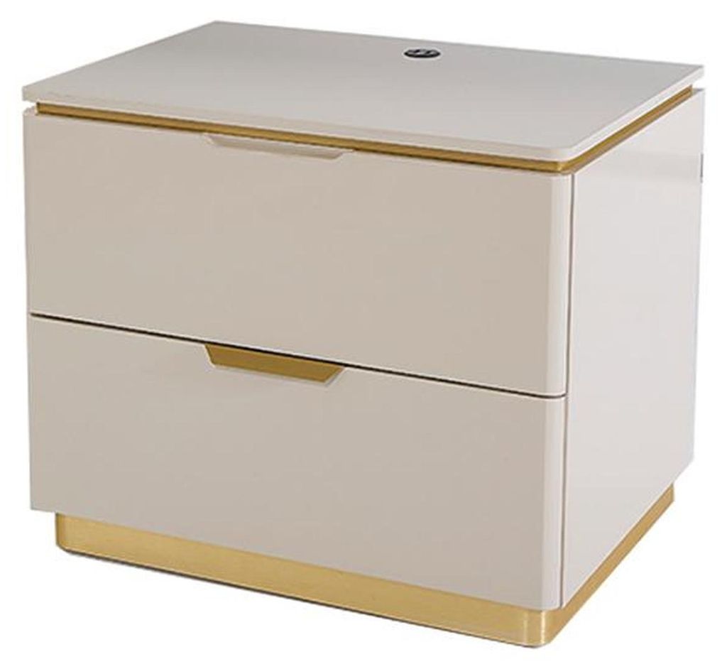 Schlafzimmer Konsolen Nachttisch Set 2x Nachttische Luxus Hotel Möbel Beige Neu