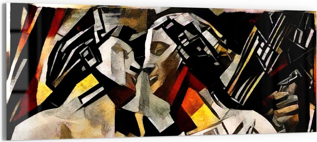 DEQORI Glasbild Echtglas 150x60 cm 'Statuen neu interpretiert' Wandbild Bild modern Deko