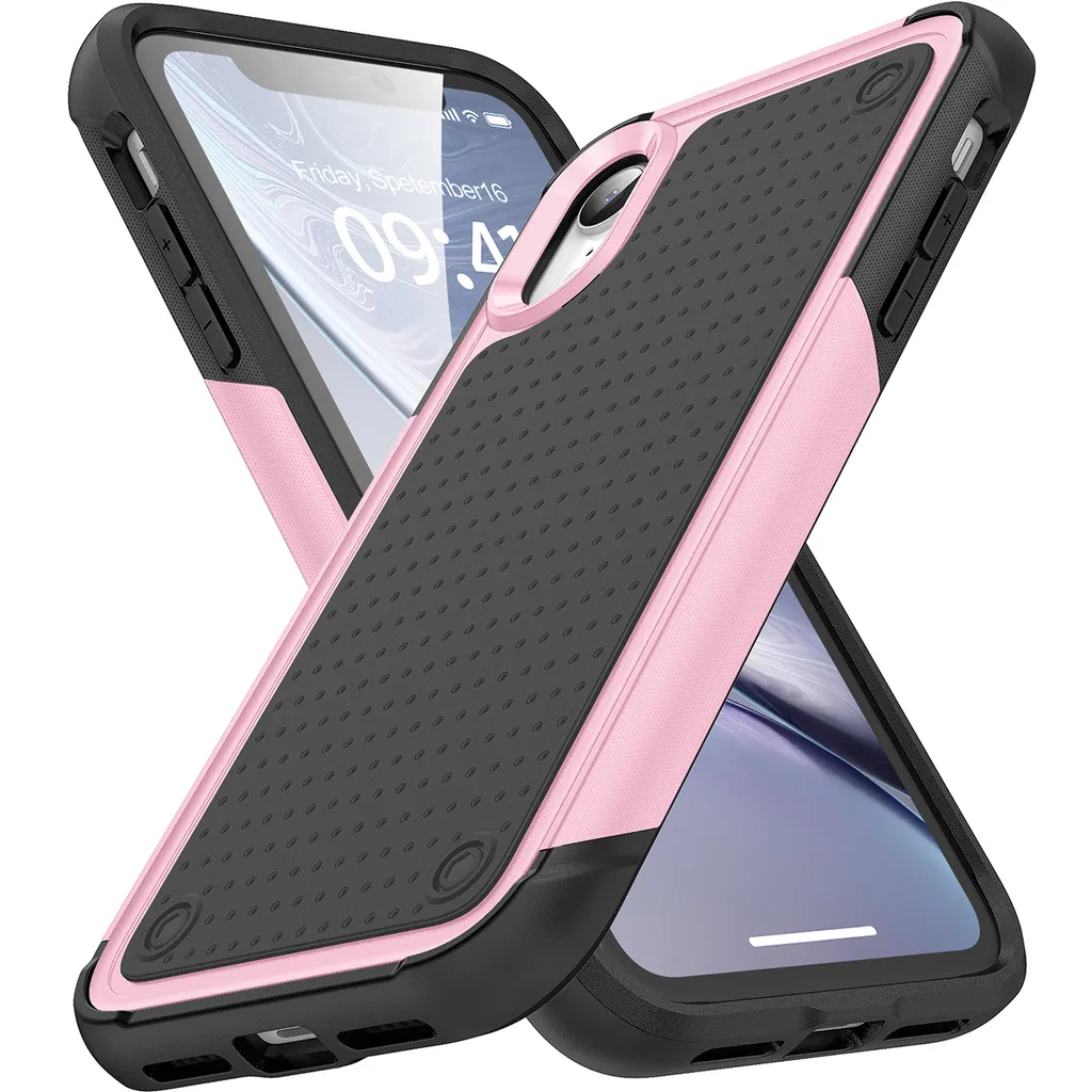 Cover iPhone XR Rosa e Nera | Custodia Militare Fashion 2in1