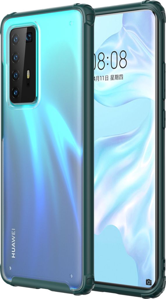 Für HUAWEI P40 Pro Case PC Mattenboden TPU Soft Edge Cover Shockproof Mobiltelefon Dunkelgrün