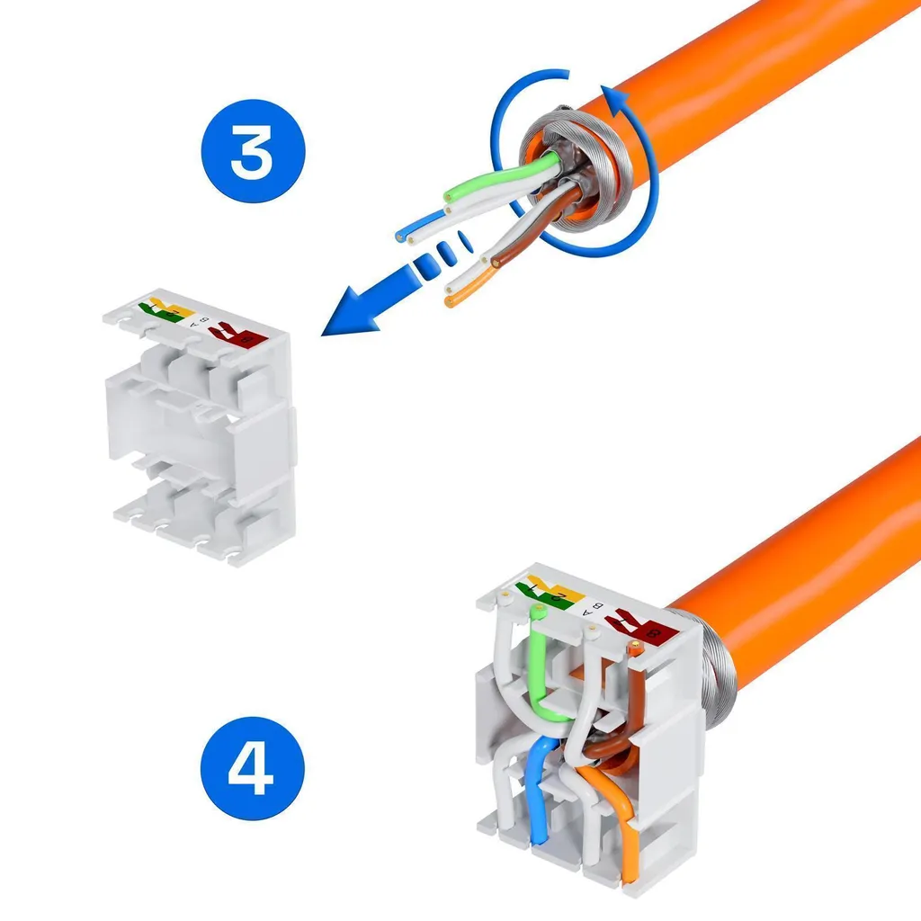 Module Keystone RJ45 Cat.7 blindé STP sans outils pour réseau Ethernet