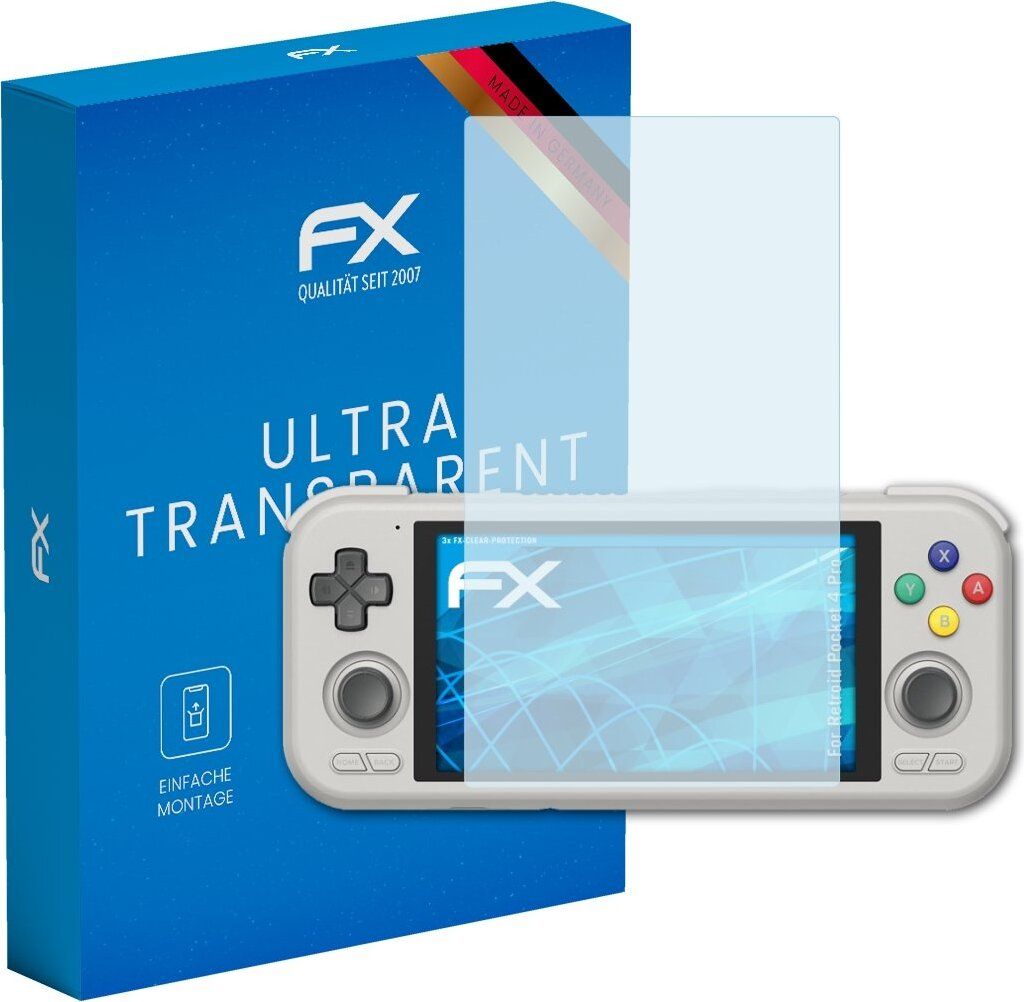 atFoliX FX-Clear 3x Schutzfolie kompatibel mit Retroid Pocket 4 Pro Displayschutzfolie