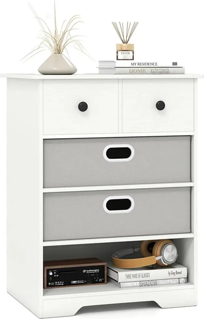 Commode bois blanc style marocain 4 tiroirs et compartiments de design