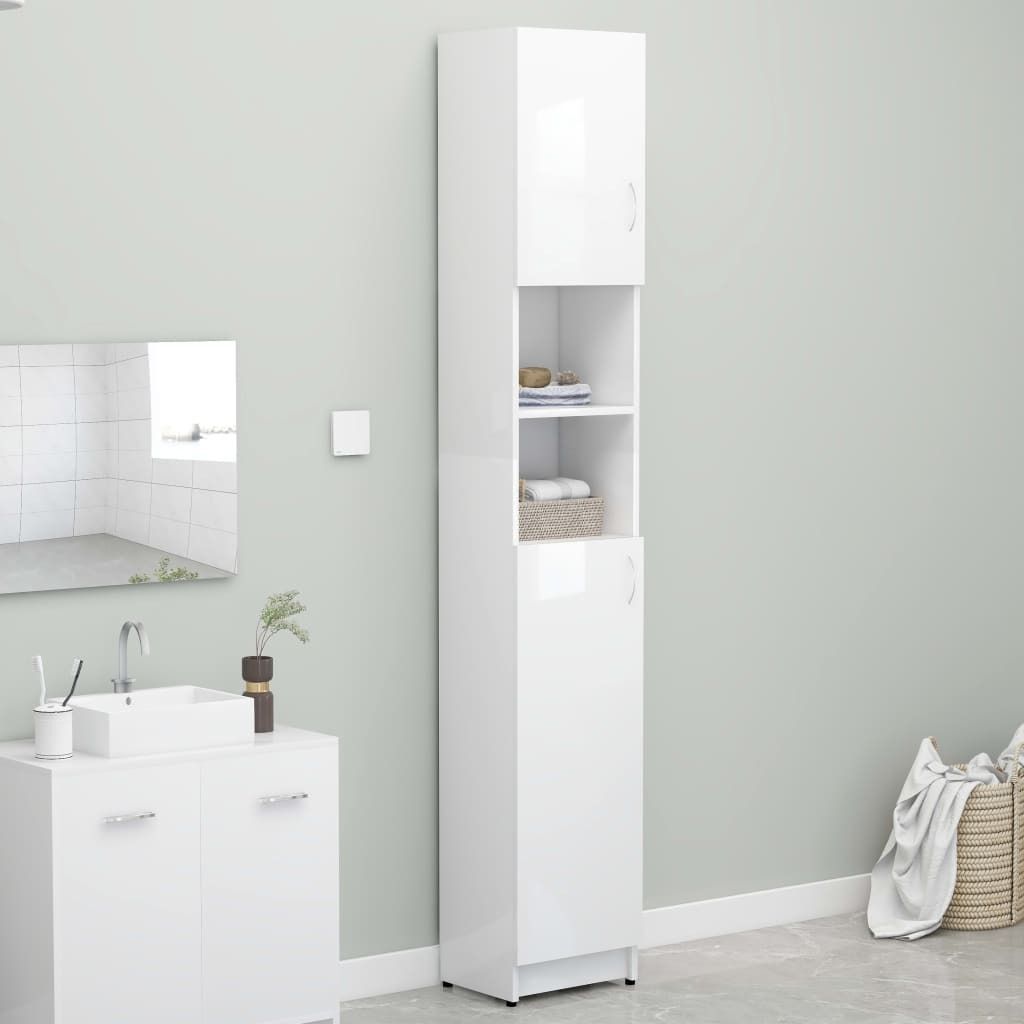 vidaXL Szafka łazienkowa biały wysoki połysk 32x25,5x190 cm Zdjęcie produktu 4
