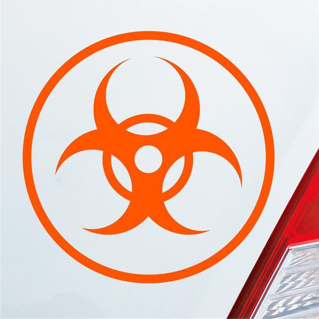 Auto Aufkleber Hazard Virus Gefahr Corona Krank Infiziert Viren 10x5 cm Orange Sticker Heckscheibenaufkleber