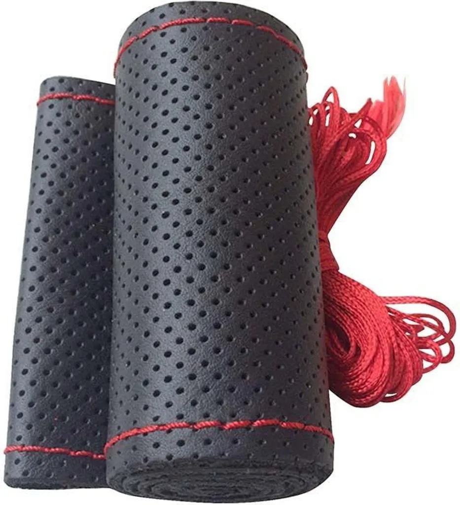 Coprivolante da Cucire Nero e Rosso 38cm - Pelle Microfibra Premium