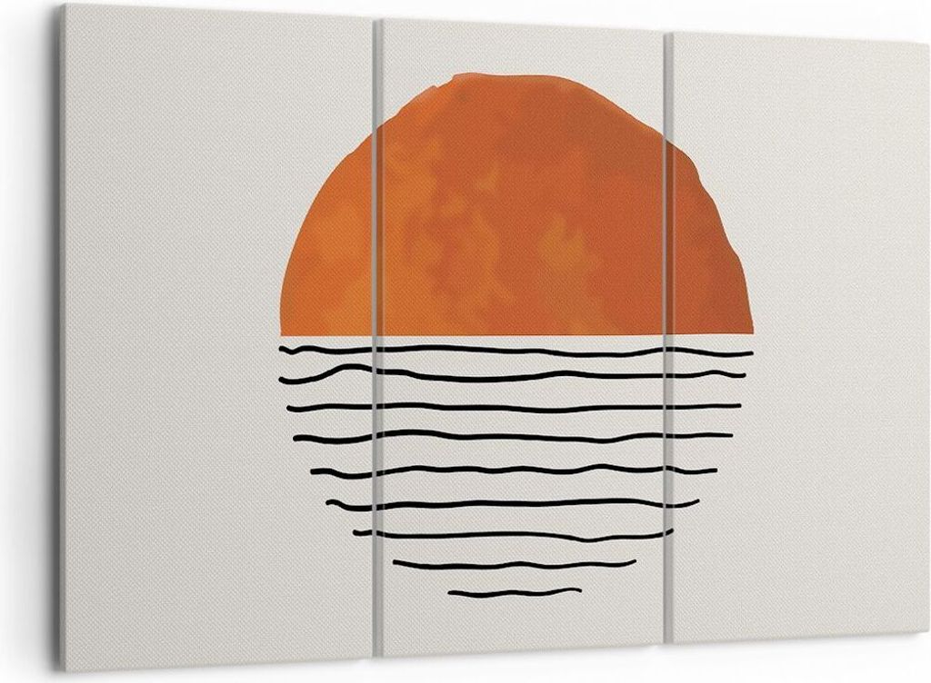 Bild auf Leinwand - Leinwandbild - 3 Teile - Modern Sonne Meer - 105x70cm - Wand Bild - Wanddeko - Wandbilder - Leinwanddruck - Bilder - Wanddekora...