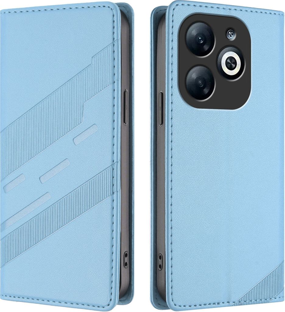 Hülle für Infinix Smart 8 Pro, Kunstleder Brieftaschen Handyhülle mit Kartenfach und Standfunktion Hellblau