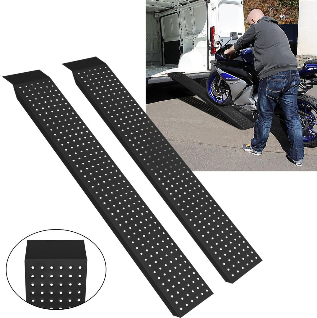 XINZI 2x Auffahrrampe Max 400 kg (je 200kg) Laderampe verzinkter Stahl rutschfeste Oberfläche Auffahrschiene Verladerampe PKW Verladeschiene,135cm...
