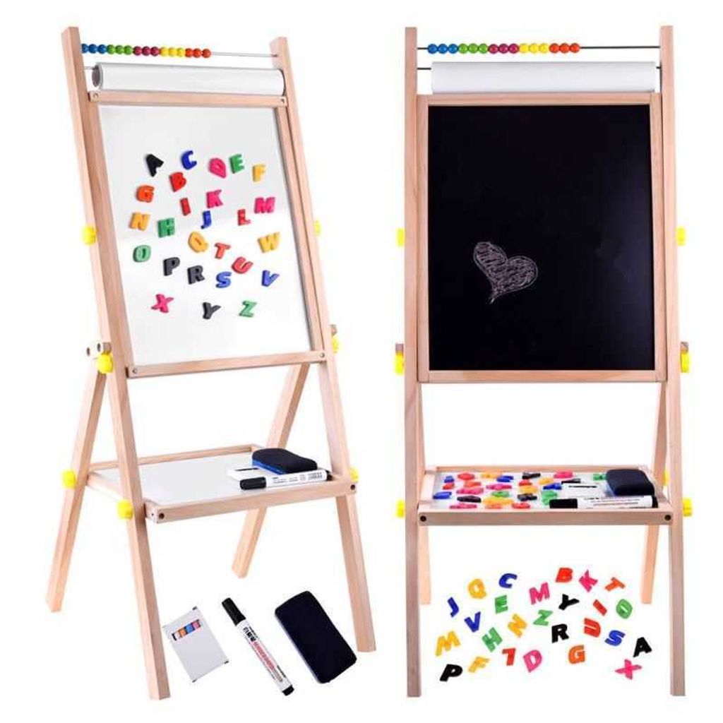 Magnetische Kreidetafel aus Holz, 3-in-1-Staffelei mit Kreidemarkern TA0096
