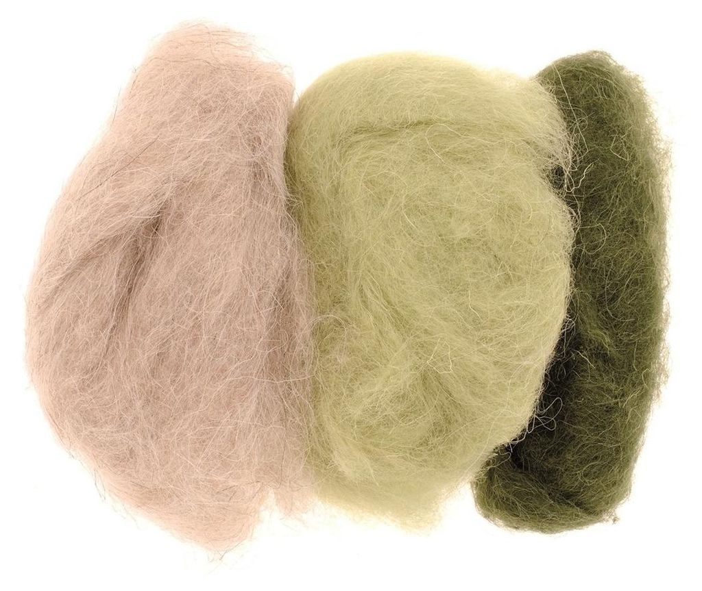 GLOREX Schafwolle Grün-Mix grün 3x10g