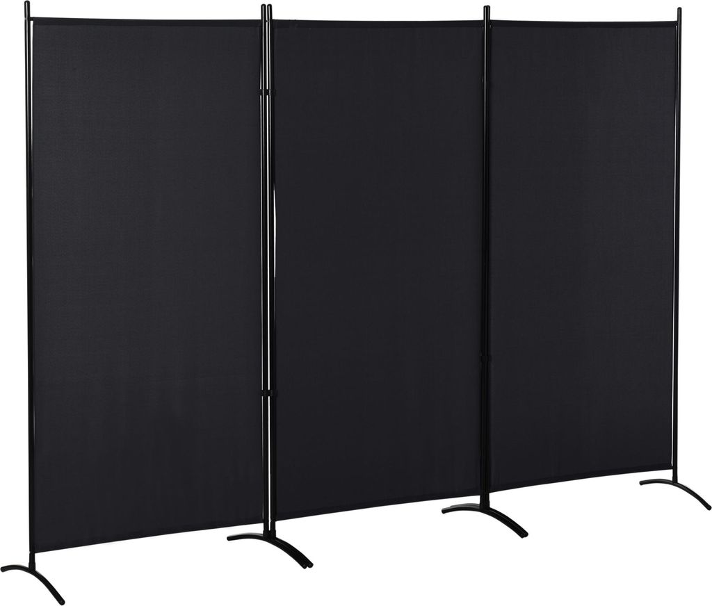 3-teiliger Raumteiler mit Metallrahmen in Schwarz, Sichtschutz Raumtrenner