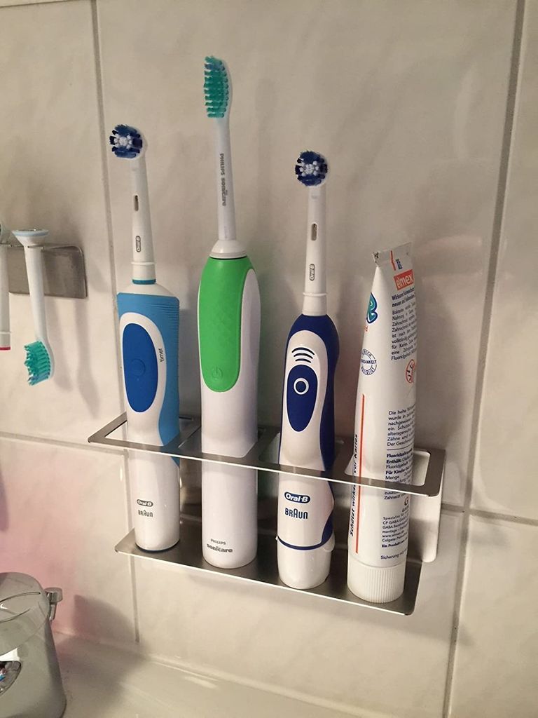 OHNE BOHREN!!! Zahnbürstenhalter für 4 Zahnbürsten  Toothbrush Holder Oral-B 