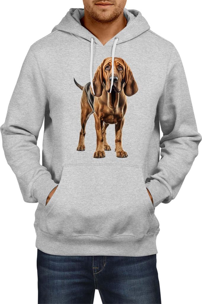 Herren Kapuzenpullover Dogs Breeds Bloodhound Dog Breed 005, Man M / Grau