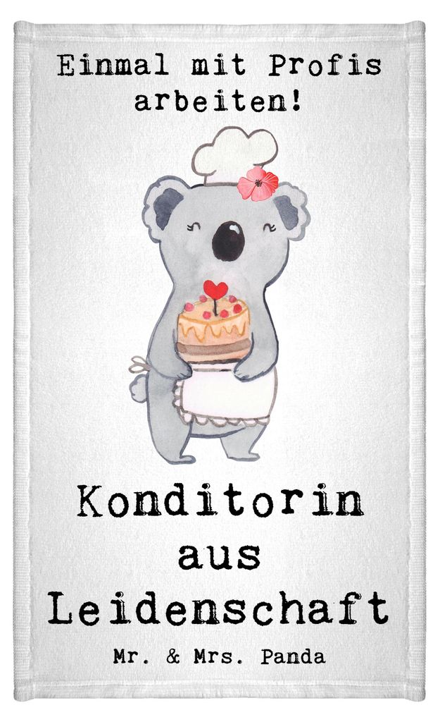Mr. & Mrs. Panda Mini-Handtuch Konditorin Leidenschaft - Weiß - Geschenk, Bäckerin, Confiseurin, Frotteetuch, Witzig, Gästetuch, Spruch, Handtuc...
